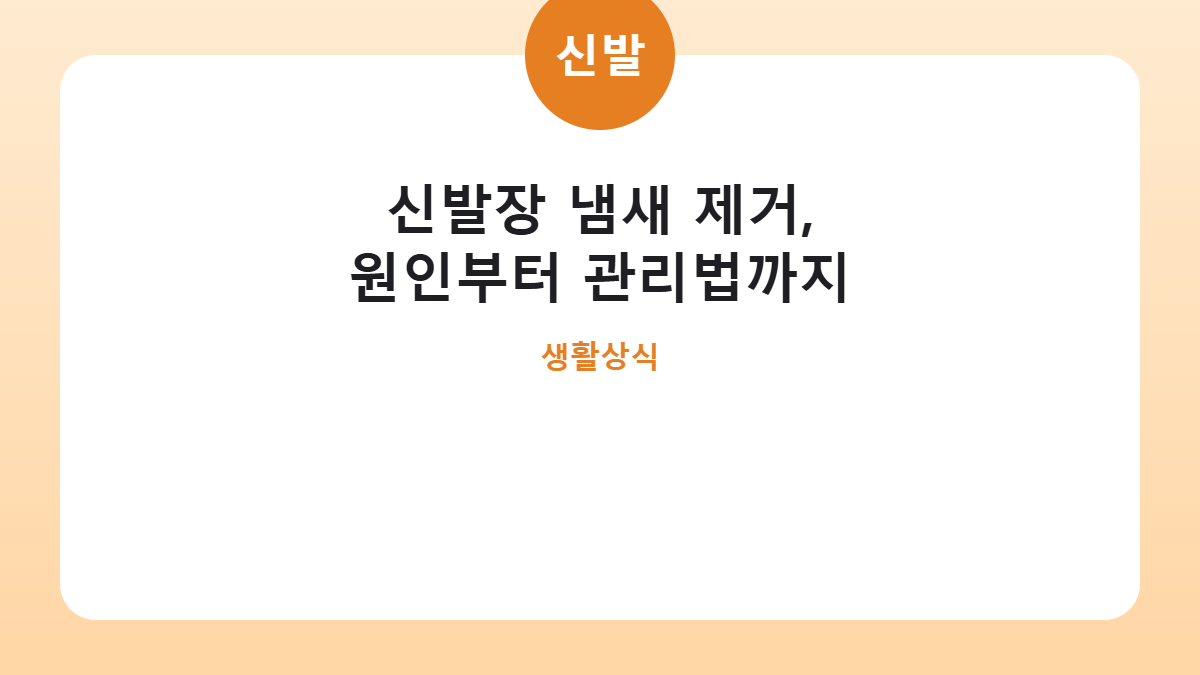 신발장 냄새 제거, 원인부터 관리법까지 카드뉴스